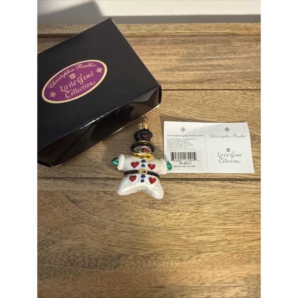 Christopher Radko Hearts 4 You Gem Snowman Star Ornament Little Gems Collection